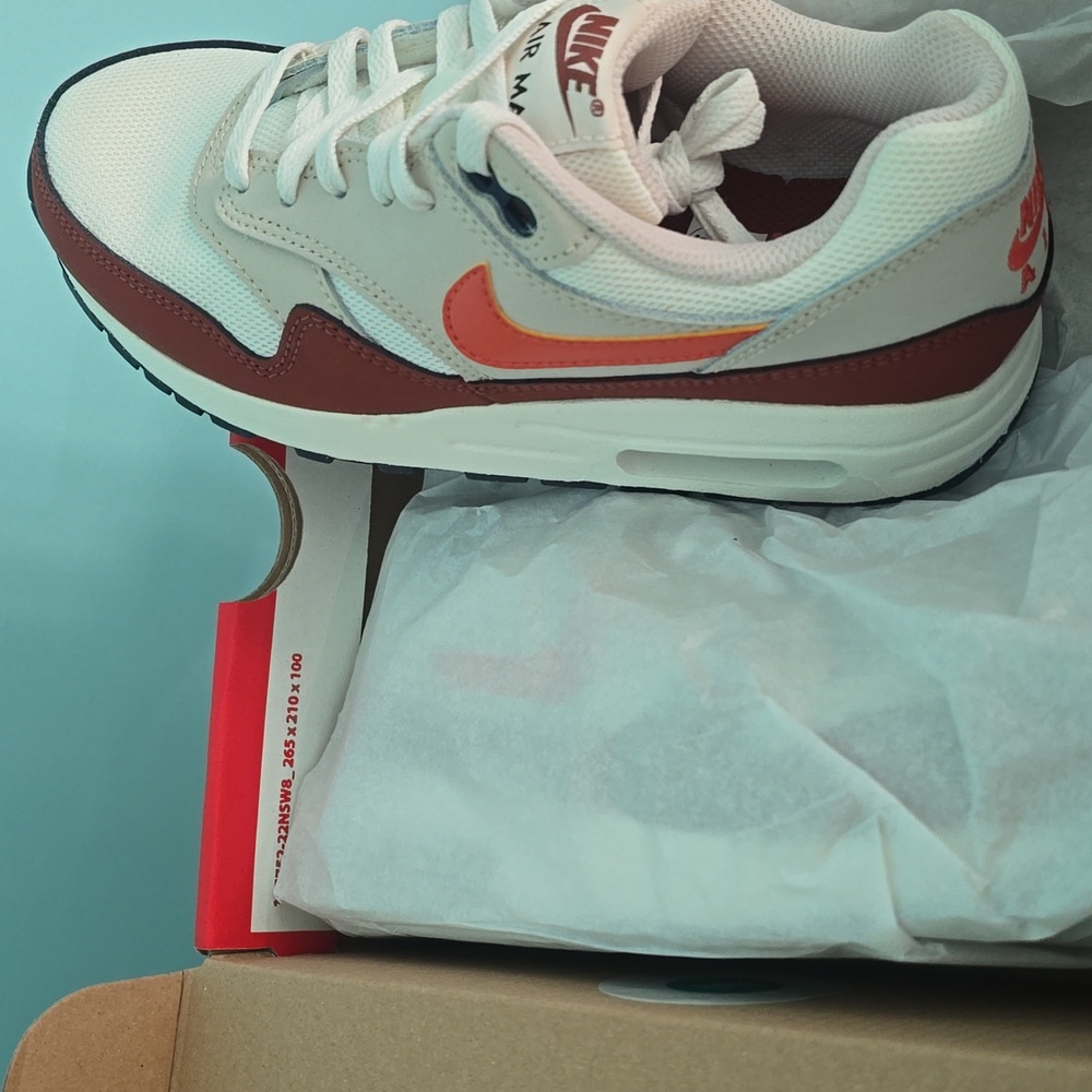 Brand NEW Nike Air Max Sneakers with Orange and Brown Accents - Boys Size 3.5 - Picture 3 of 5